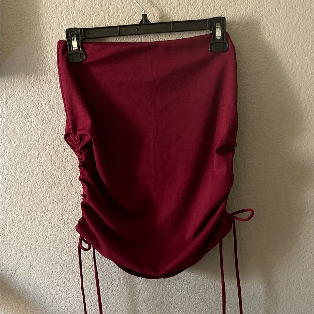 Windsor Deep Red Ruched Mini Skirt